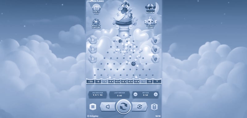 Chicken Plinko Onlyplay Spielfeld mit Wind-Push-System